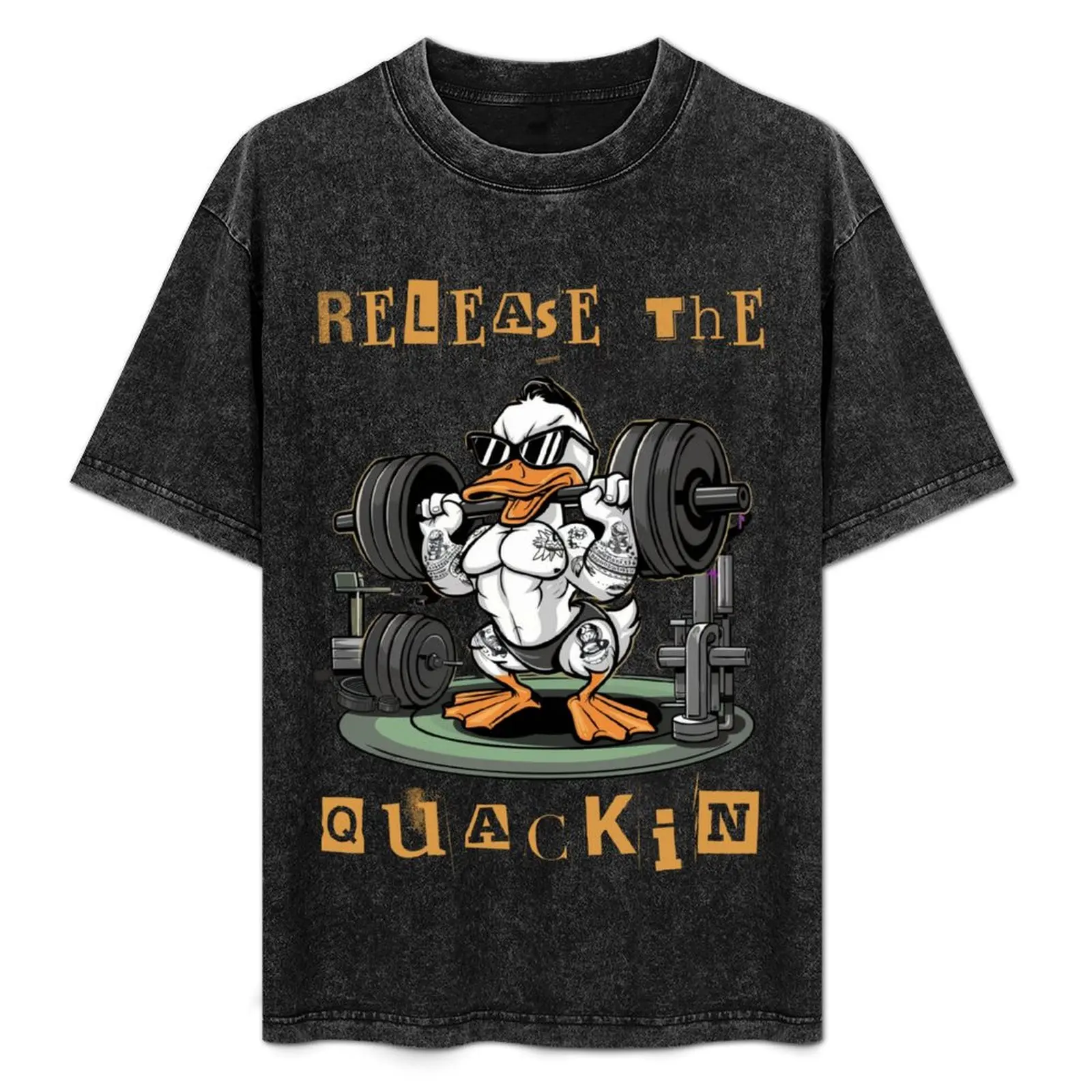 

Strong Duck Gym Outfits Gym Lover T-Shirt Retro Style Print Casual Top