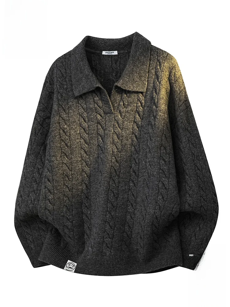 

PaulFrank Men's Wool Blend Knitted Sweater Casual Collared Leisure Warm Autumn Winter Faion Comfortable Fit Polyester Nylon