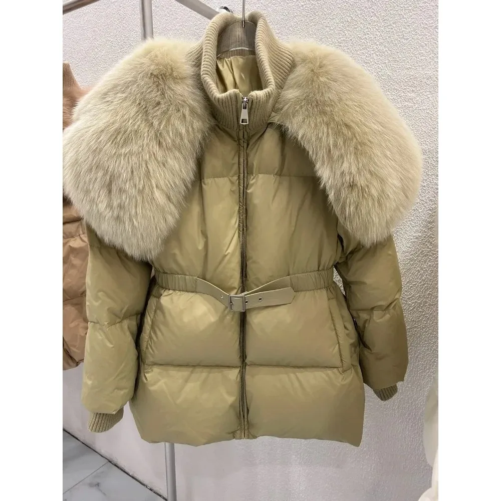 Down Jacket Woman Fashion White Goose Down Jackets Winter American Thick Real Natural Fox Fur Collar Puffer Jacket Warm Fur Coat