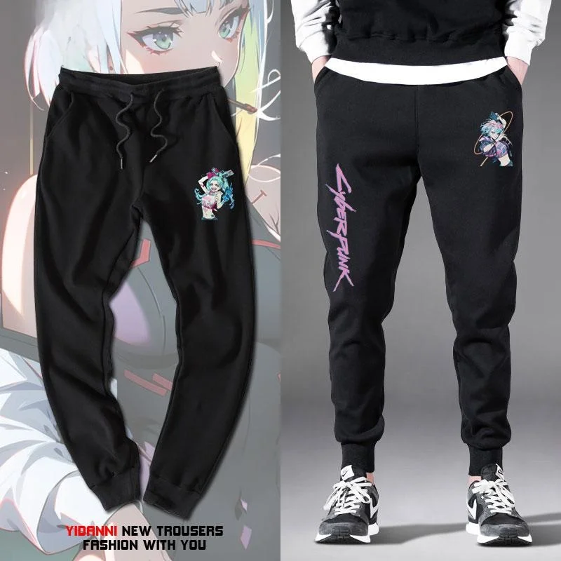 

Мужские спортивные повседневные брюки Walker Loose, осенне-зимние, из хлопка и полиэстера, на флисовой подкладке, с мультяшным аниме-принтом