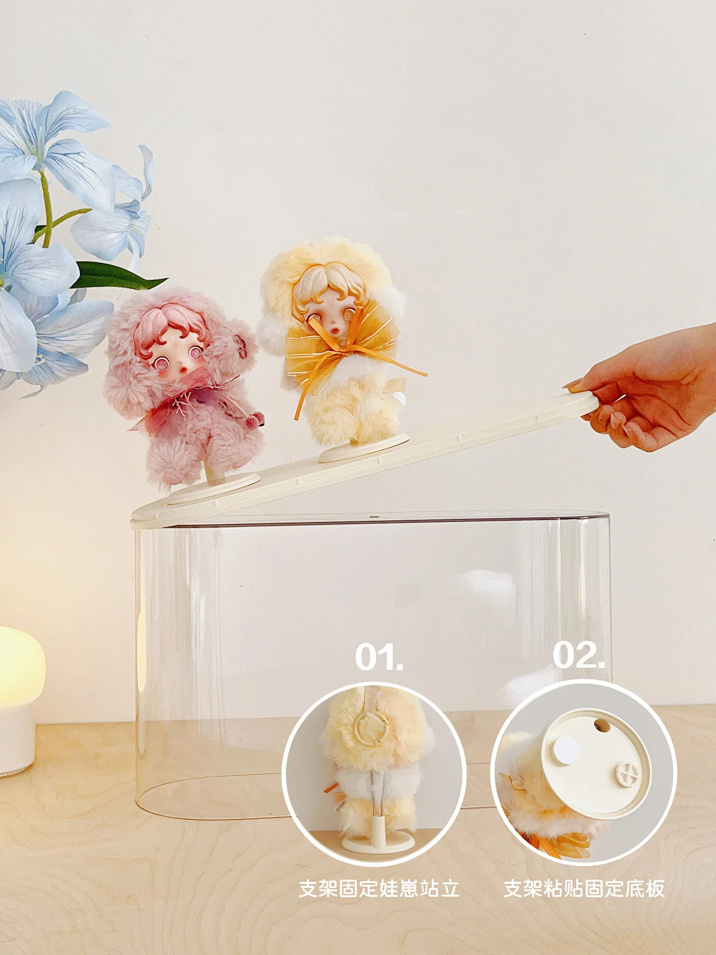 2026 جديد صندوق أعمى عرض موقف الغبار أفخم الدمى عرض خزانة ل LABUBU و SKULLPANDA قلادة الدمى المنظم صندوق