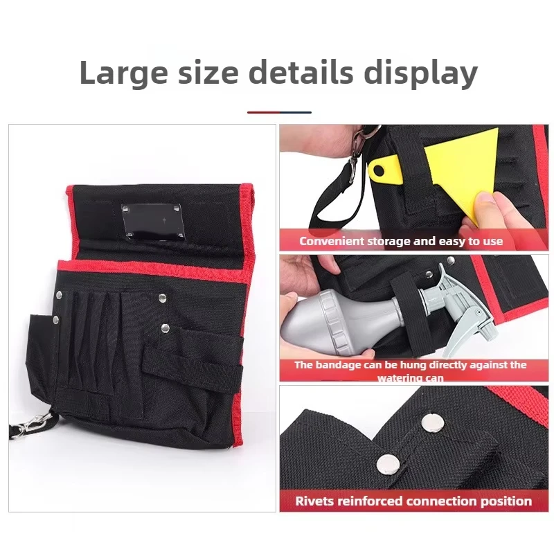 

600D Oxford Waist Bag Tool Pouch With 13 Slots For Vinyl Wrap Car Film Installation Squeegee Scraper Holder Utility Belt Black