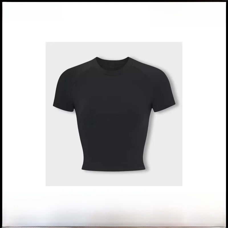 

Zhaolu a Sports Cotton T-irt Sexy Slimming ort Sve Belly Baring Top Women's Summer Knitted round Ne Moisture ng