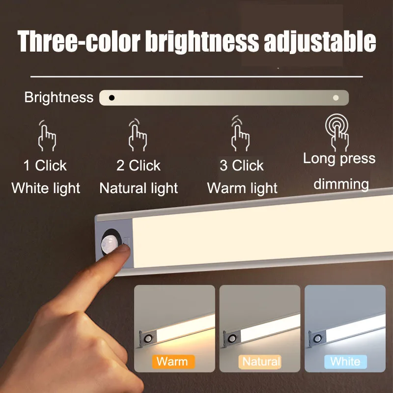 Xiaomi Night Light Motion Sensor Thin LED USB 3 Colors Timing Remote Control Rechargeable Kitchen Lamp For Bedroom Wardrobe