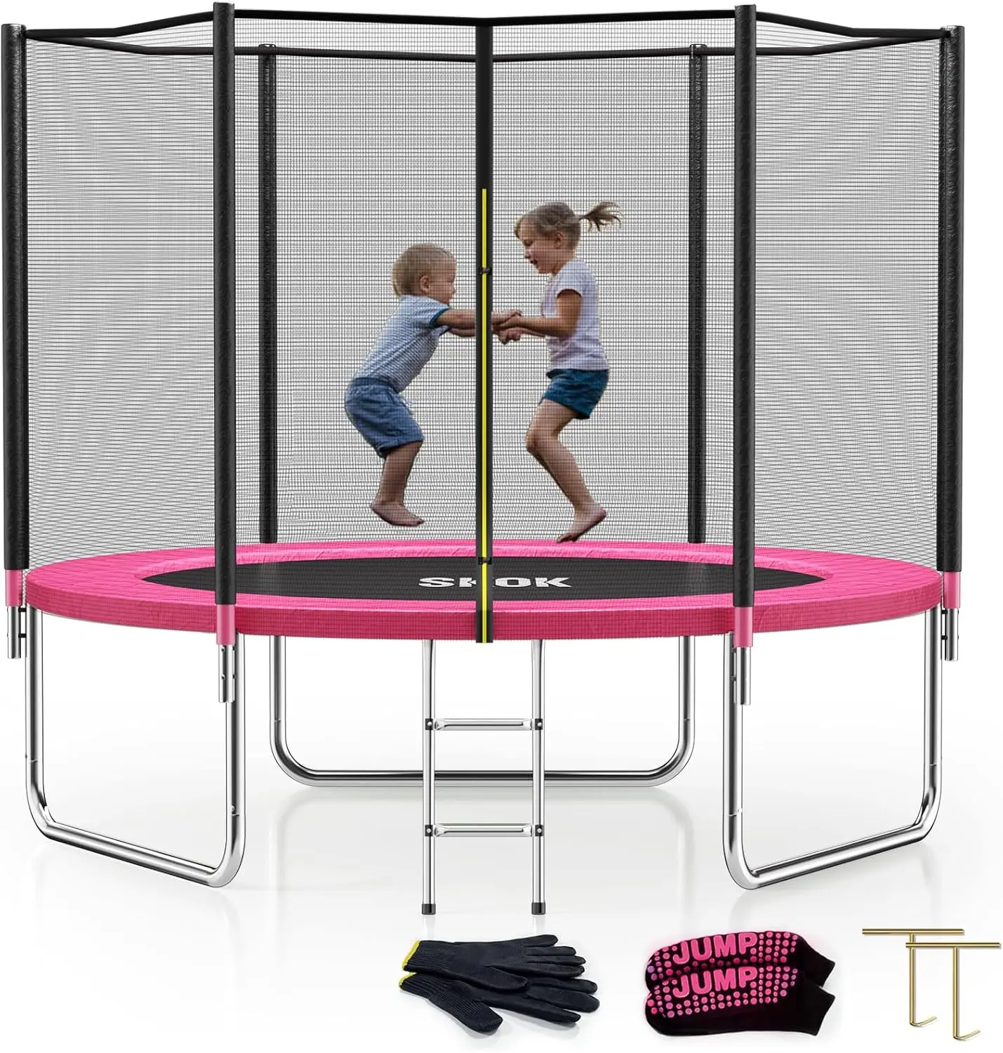 

Trampoline 8FT 10FT 12FT 14FT 15FT Trampolines with Enclosure Net 400LBS Outdoor Trampolines for Kids with Basketball Hoop ASTM