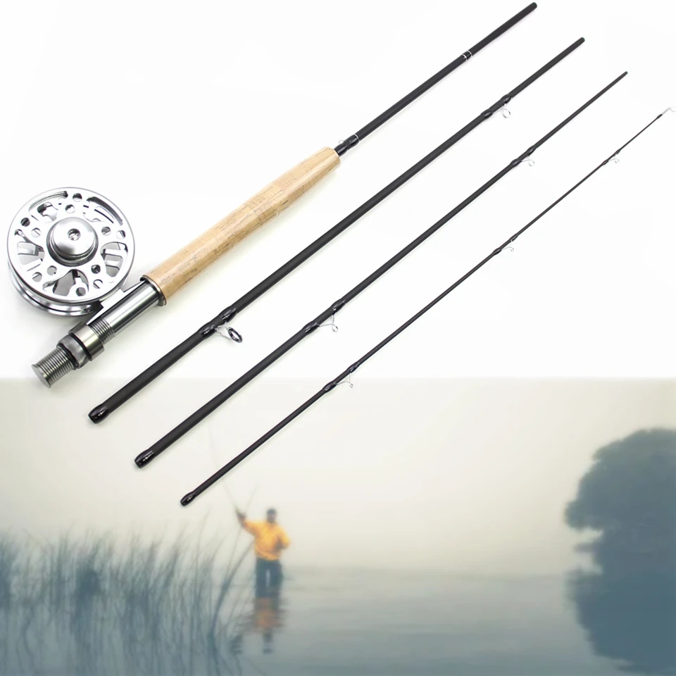 

1.98M 2.1M Fly Fishing Rod and Fly Reel Portable Carbon UltraLight Slow Action Fly Rod Cork Handle Lure Fishing Tackle pescar