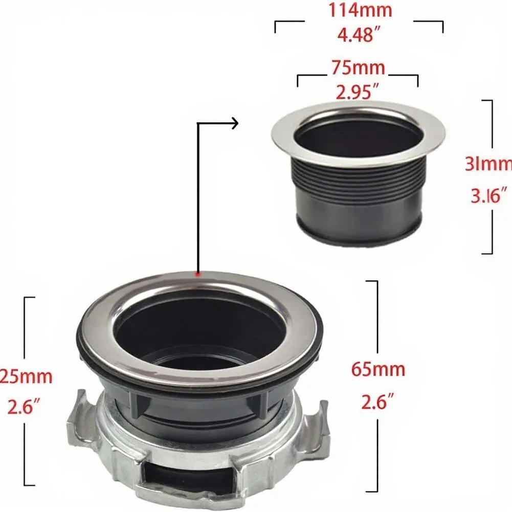 Stainless Steel Garbage Disposal Mount Sink Flange Kit With Stopper Assembly For Kitchen Drain Lock Nut Plumbing Fixture