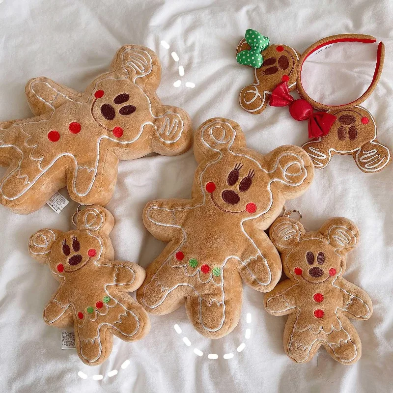 

Christmas Mickey Mouse Minnie Mouse Plush Toys Cute Cookie Man Anime Plush Doll Toy Kawaii Boy Girl Cartoon Doll Cushion Gifts