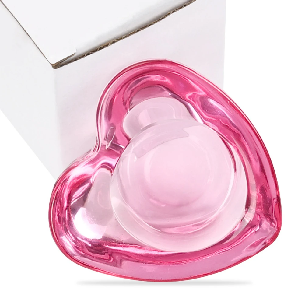 Entzückende herzförmige Nagelschale, Glasbehälter für Nagelkunst, flüssiges Acrylpulver, Mischstift, Waschaufbewahrung, Heimsalon