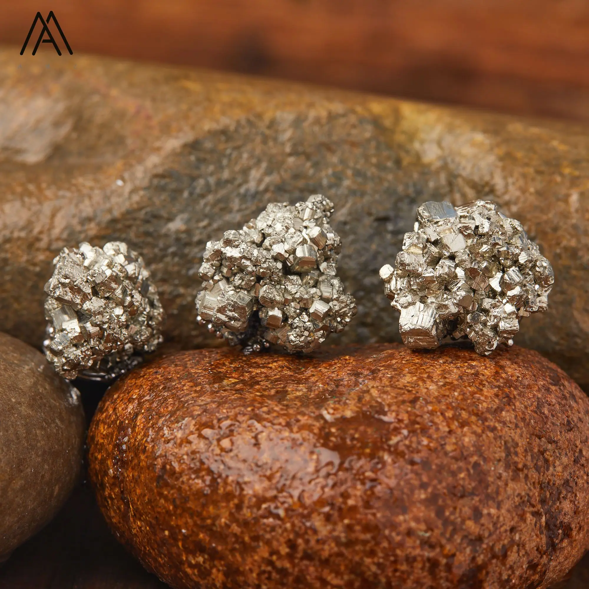 Natürlicher Azurit-Malachit-Geode-Fingerring, verstellbar, vergoldet, versilbert, Ring im Bohemian-Stil, Unisex-Accessoire – Detail 20