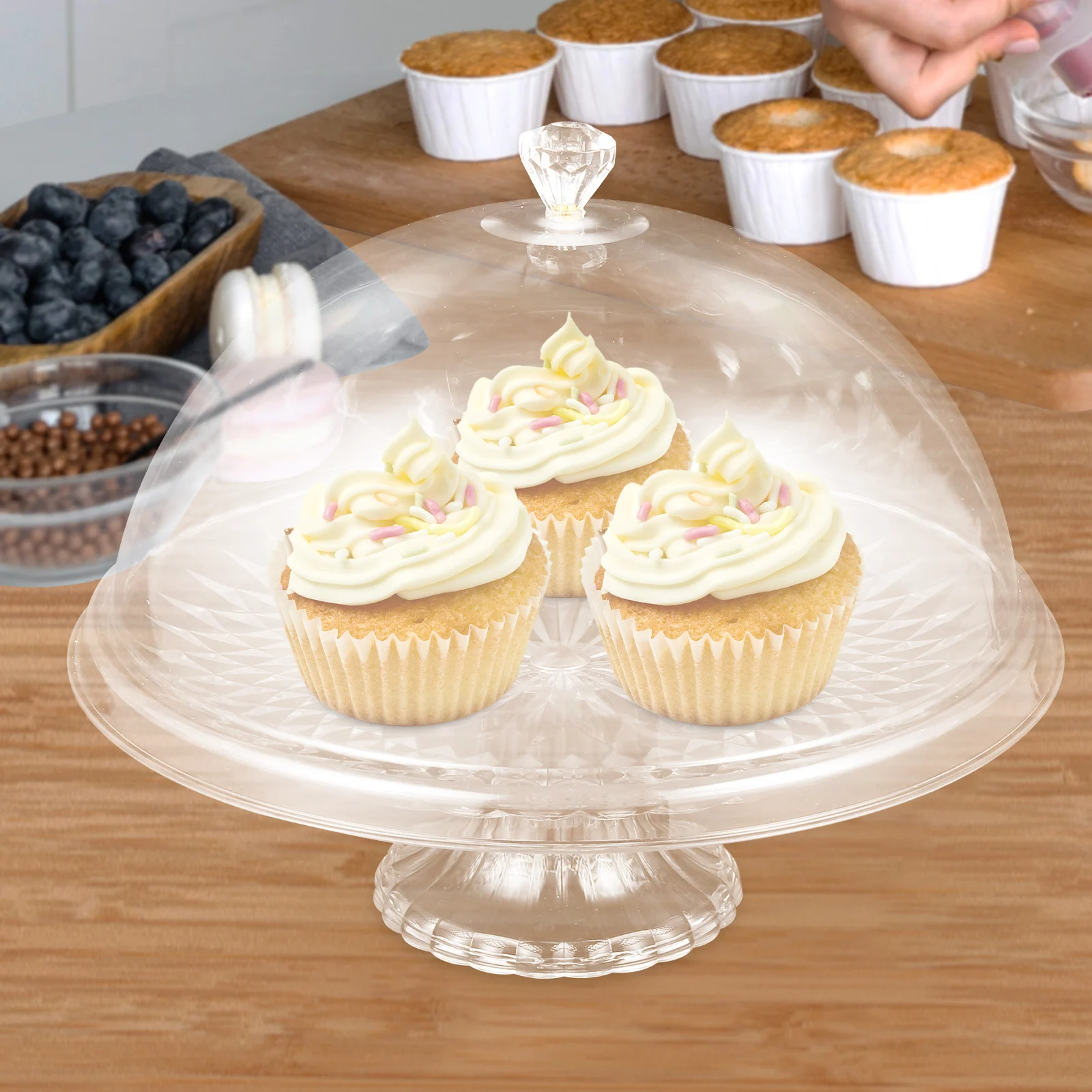

Dome Tall Tray Dessert Platter with Lid Paper Cup Transparent The Pet Pastry Dish Cake Holder