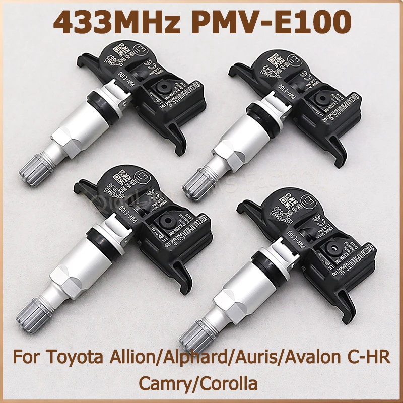 Sensor TPMS PMV-E100 433MHz para Toyota Allion Auris C-HR Camry Alphard Avalon Corolla 2010-2025 Sistema de Monitoramento de Pressão dos Pneus