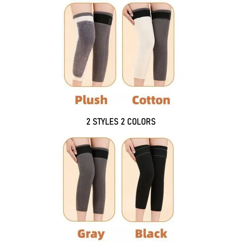 1 Pair Men Women Cotton Plush Leg Warmers Winter Rheumatic Arthritis Knee Braces Leggings Leg Sleeves Cycling Running Knee Wraps