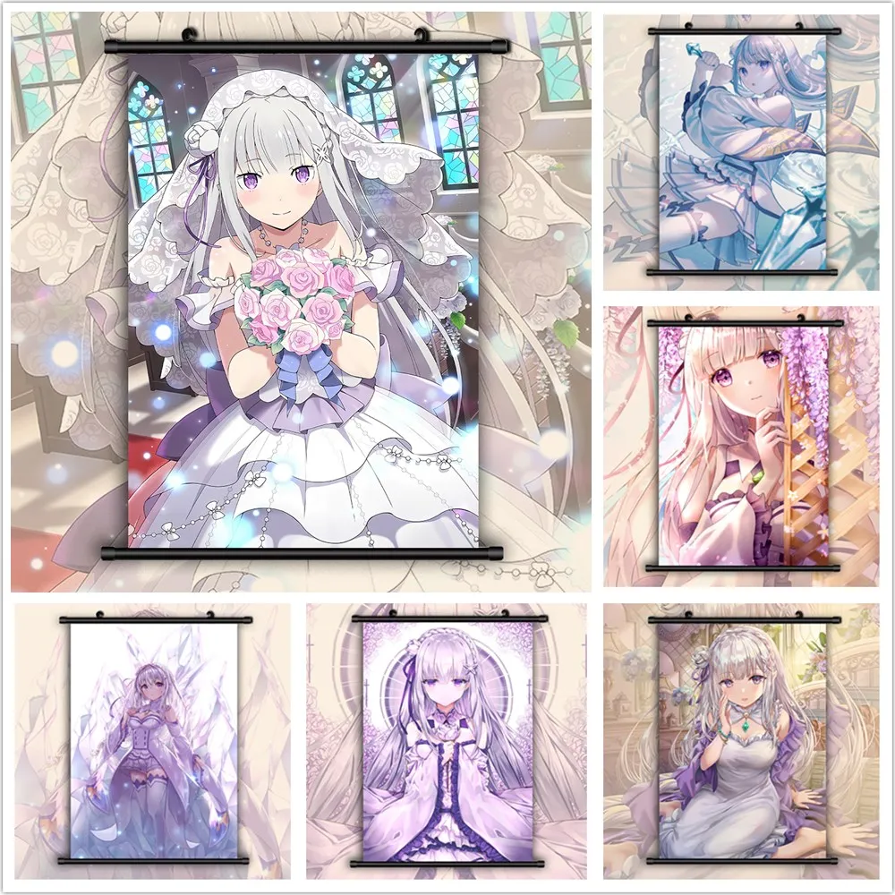 5D DIY Diamond Embroidery Re Zero Emilia HD Anime Full Square Diamond Painting Cross Stitch Kit Diamond Mosaic Home Decor