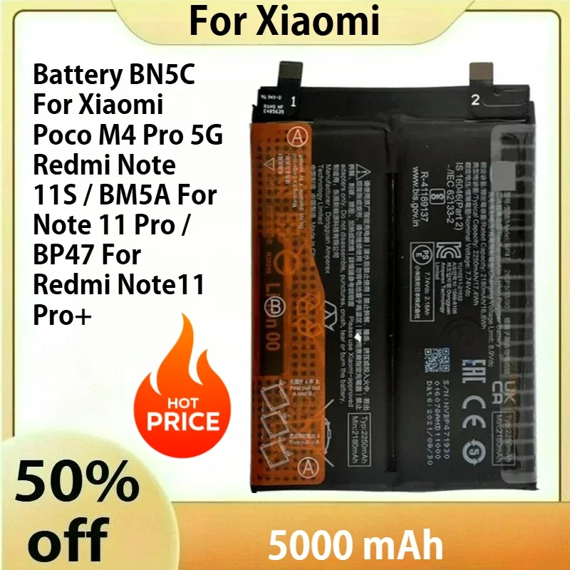 

5000 mAh Battery BN5C For Xiaomi Poco M4 Pro 5G Redmi Note 11S / BM5A For Note 11 Pro / BP47 For Redmi Note11 Pro+
