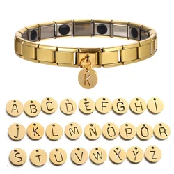 Fashion 2024 New Women Men 26 Letter Pendant Charm Italian Links Fit 9mm Bracelet Stainless Steel Jewelry DIY Making Wholesale