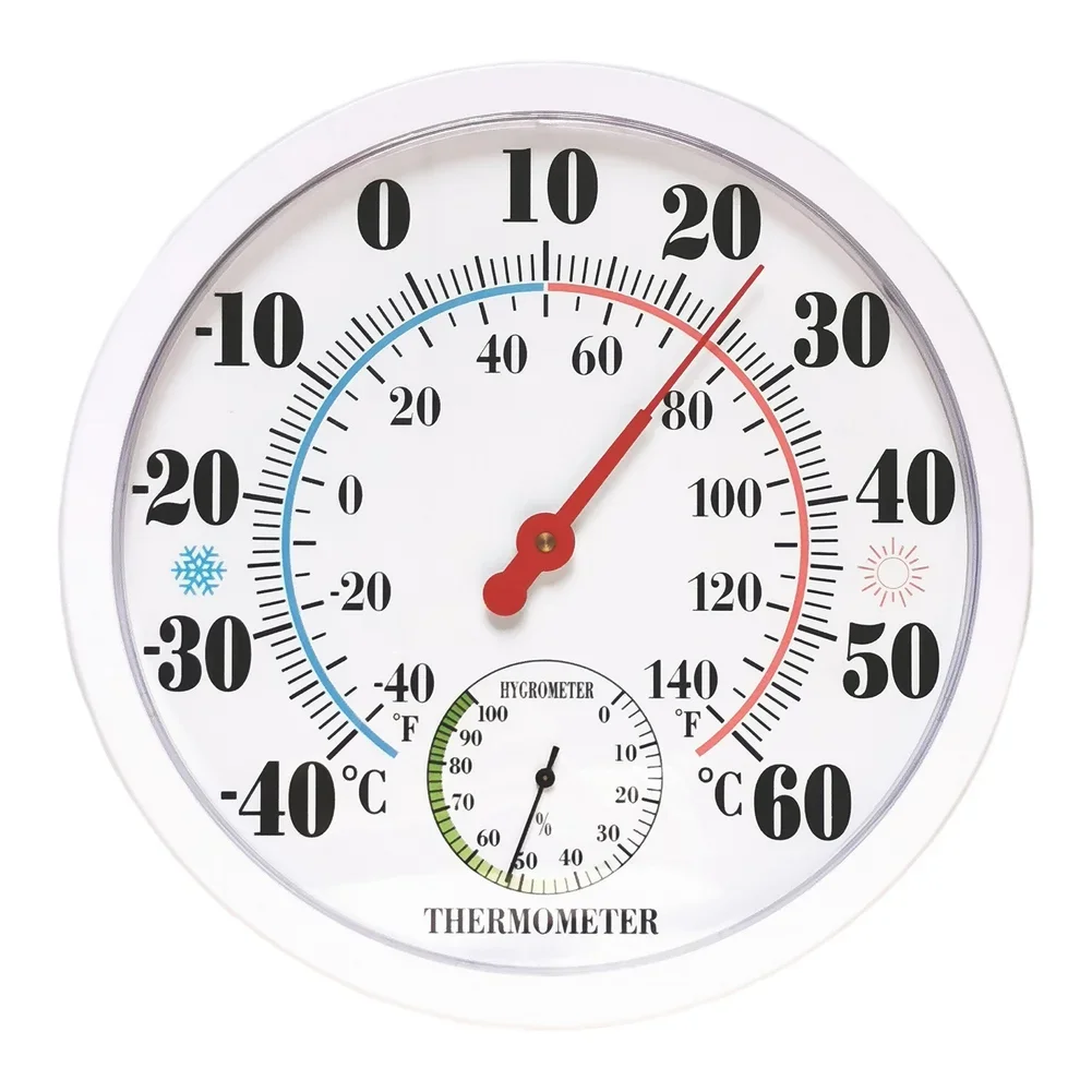 1PCS Outdoor Thermometer Pointer Type Cold And Heat Watch -40°F To 140°F Round Analog-Dial Hygrometer With Small Nails ﻿