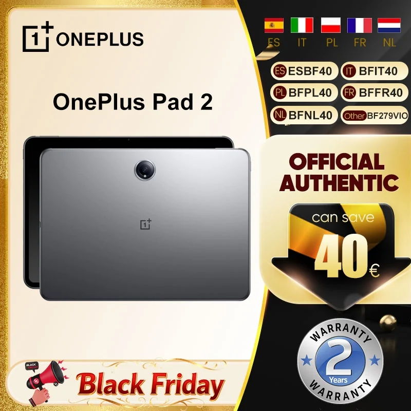 OnePlus Pad 2 Armazenamento 12,1 "Display Android Tablet Snapdragon 8 Gen 3 Processador 9510mAh Bateria OxygenOS 14,1 OnePlus Pad