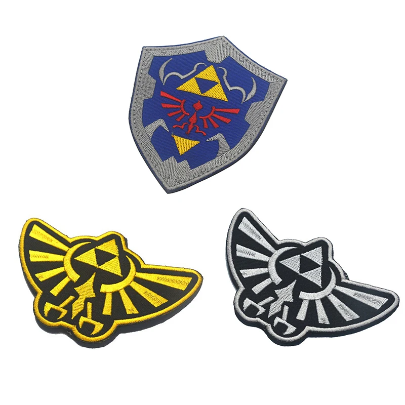 1Pc Borduurwerk Doek Sticker Zelda Legends Vleugels Armbanden Koninklijke Embleem Logo Tactische Militaire Badge Kleding Stof Goud Zilver