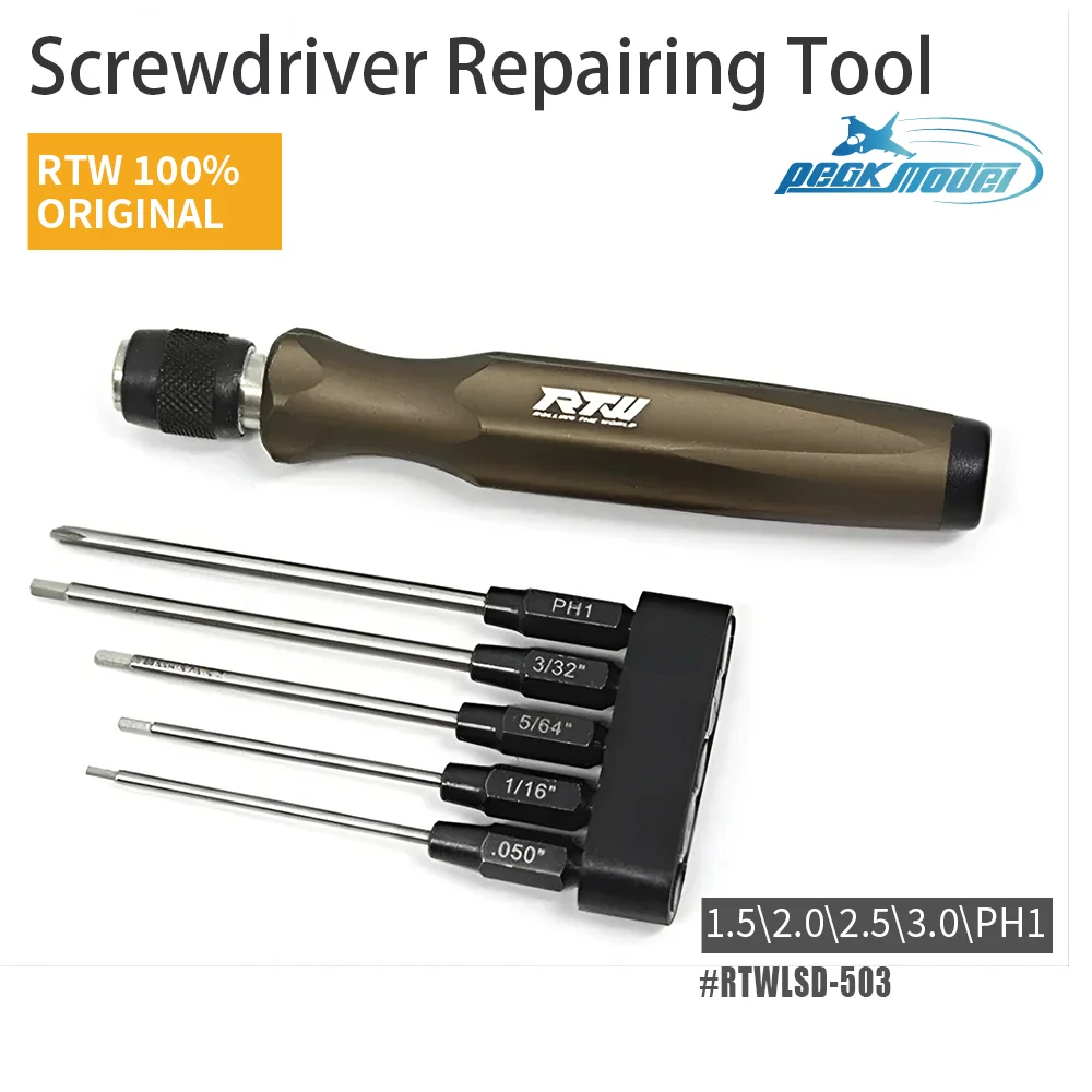 RTW 5 in 1 Hex Phillips Screwdriver Repairing Tool 1.5/H2.0/H2.5/H3.0mm/PH1 holder head High speed steels for Align ALZ T-rex