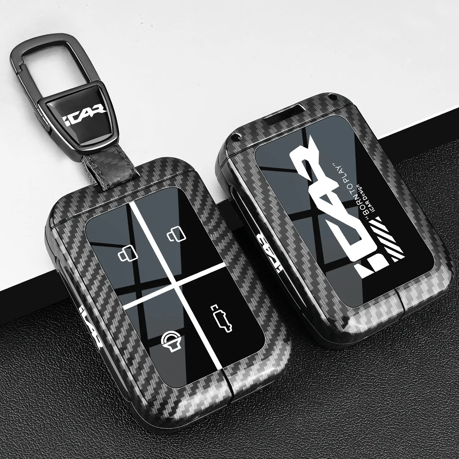 

2025 Chery iCAR V23 Keycase Smart Bluetooth Physical Key iCAR03 Remote Control Protection Carbon Fiber