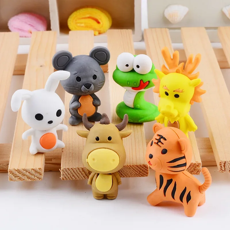 1 Pcs Eraser Animal Three-Dimensional Cartoon Detachable Assembly Student Stationery Set