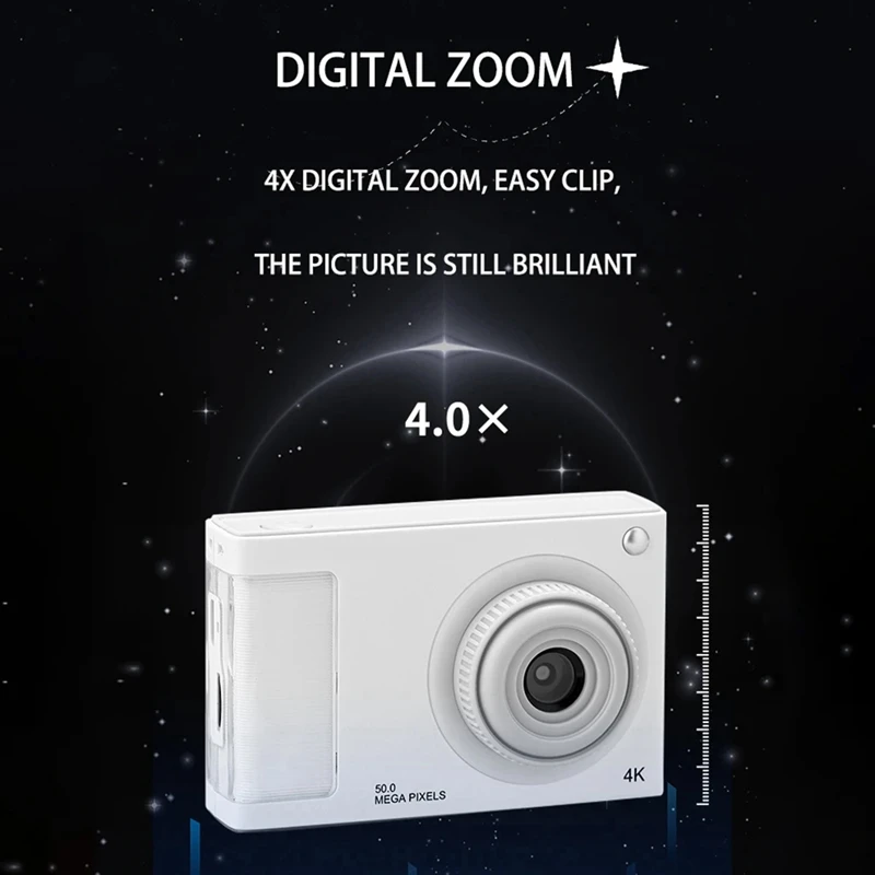 48MP HD Mini Camera 2.4In IPS Display 16X Zoom Digital Camera 4K Video Camera Plastic With Fill Light For Kids Students