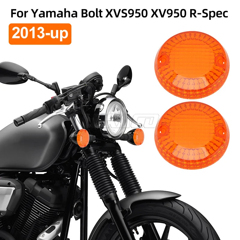 1 Pair Motorcycle LED Turn Signal Cover Indicator Lens Light Caps Yellow Light Covers For Yamaha XVS 950 SPEC BOLT 950 2013-Up