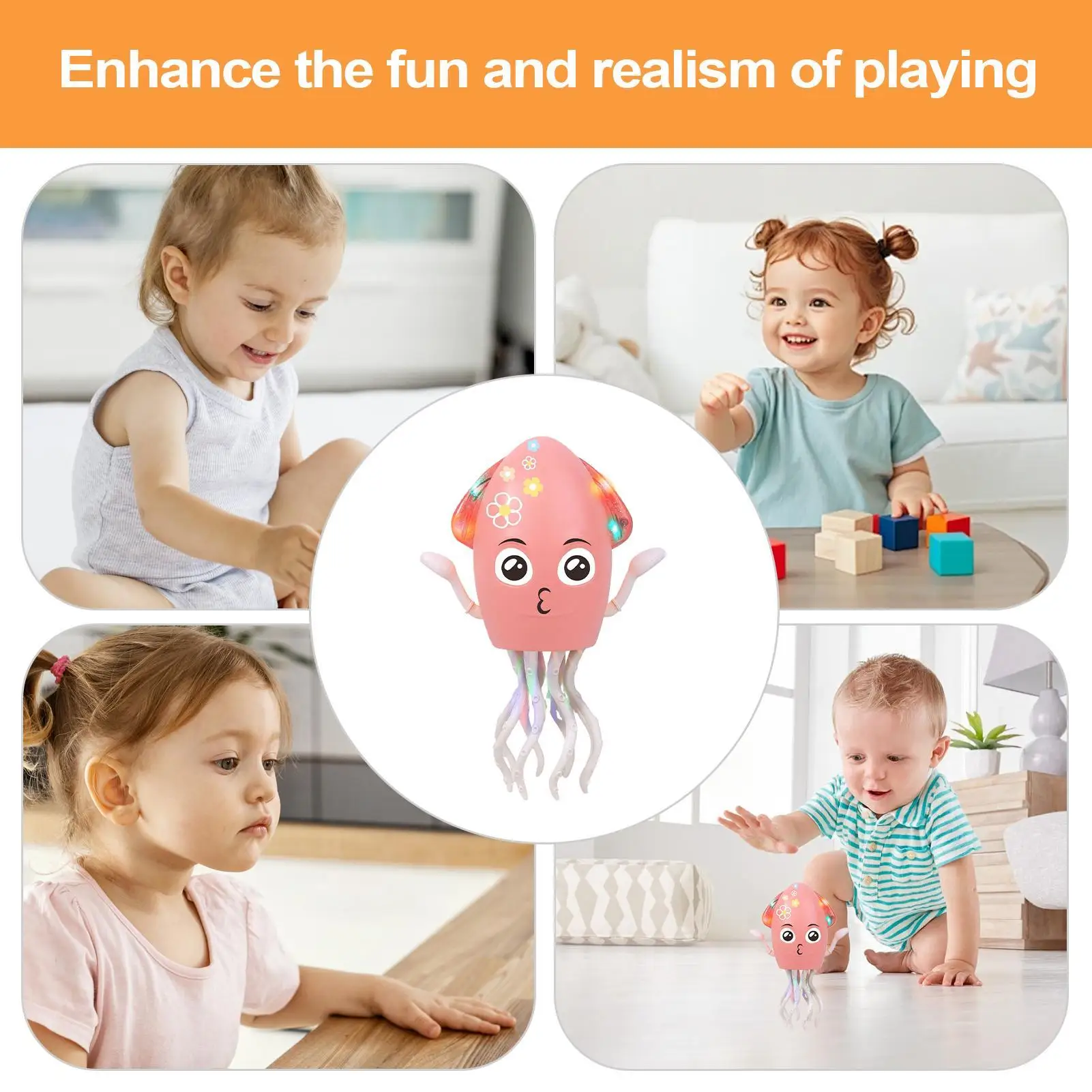 لعبة الأخطبوط الأوتوماتيكية الزحف والرقص الموسيقي الأخطبوط USB قابلة للشحن روبوت كهربائي مع أضواء LED والموسيقى للمنزل الداخلي