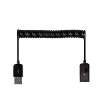 USB 2.0 Type A Male To Female Extension Cable, 1M/3M, Curl Spring, Unique, Black, Computer Short Cable Replacement Accessories