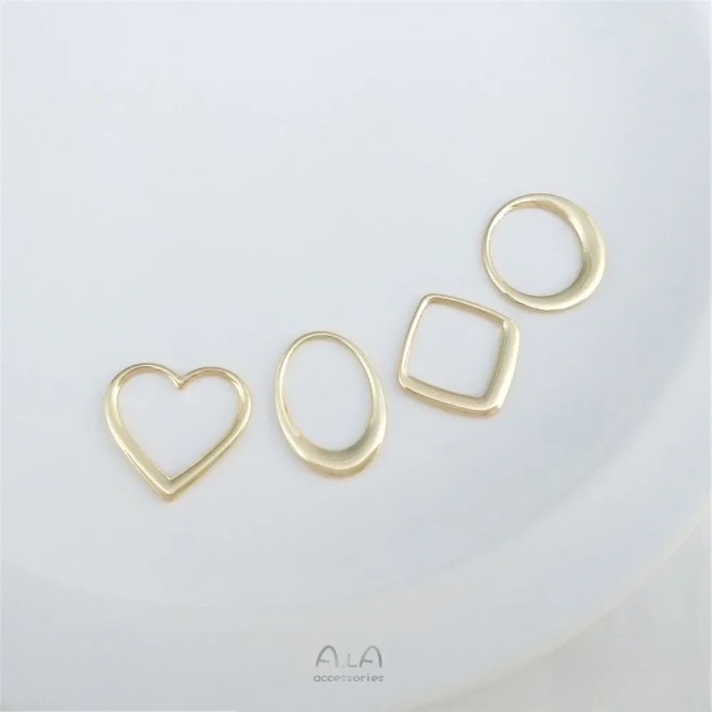 14K Gold Wrapped DIY Geometric Frame Handmade Accessories Peach Heart Round Oval Diamond Shaped Earrings Hanging Rings K046