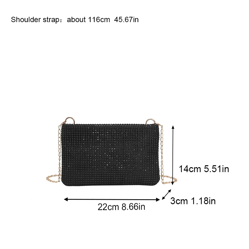 Summer New Water Diamond Sparkling Women\'s Handheld Small Square Bag Temperament Trend Shoulder Crossbody Bag