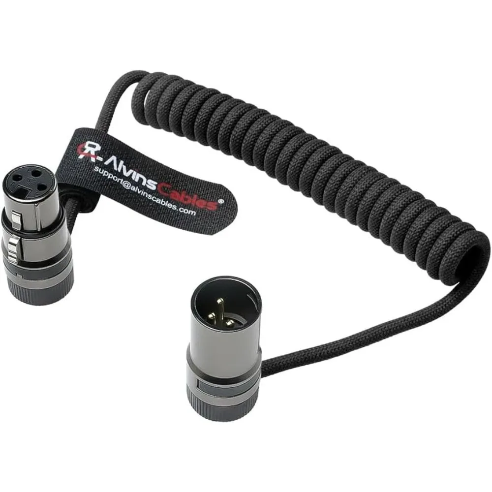 

Alvin's Cables Rotatable Low-Profile XLR 3 Pin Male to Female Ultra-Flexible Coiled Cable, Aramid-Reinforced for Sony|Canon