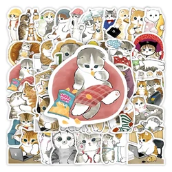 Kawaii Aesthetic Watercolor Cat Stickers Funny DIY Kids Toys Gift Waterproof Decal for Phone Laptop Scrapbook Luggage Decorative