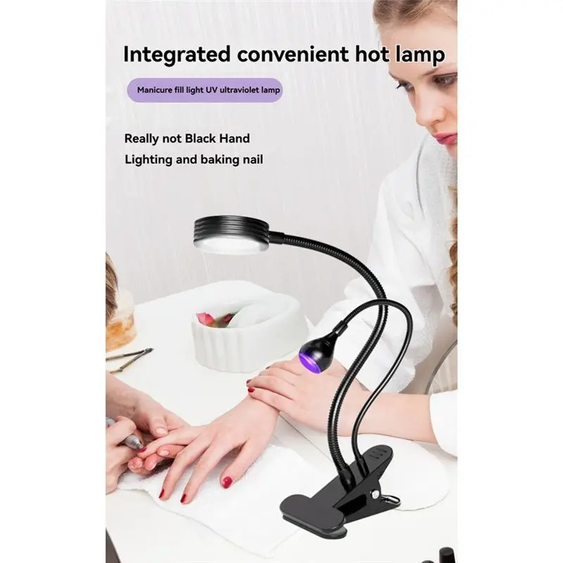 Y51A-3W LED UV Dual Lamp In One Nail Art Lamp Nail Art Lighting UV Gel Polish Curing Lamp Brightness Adjustable Portable Lamp