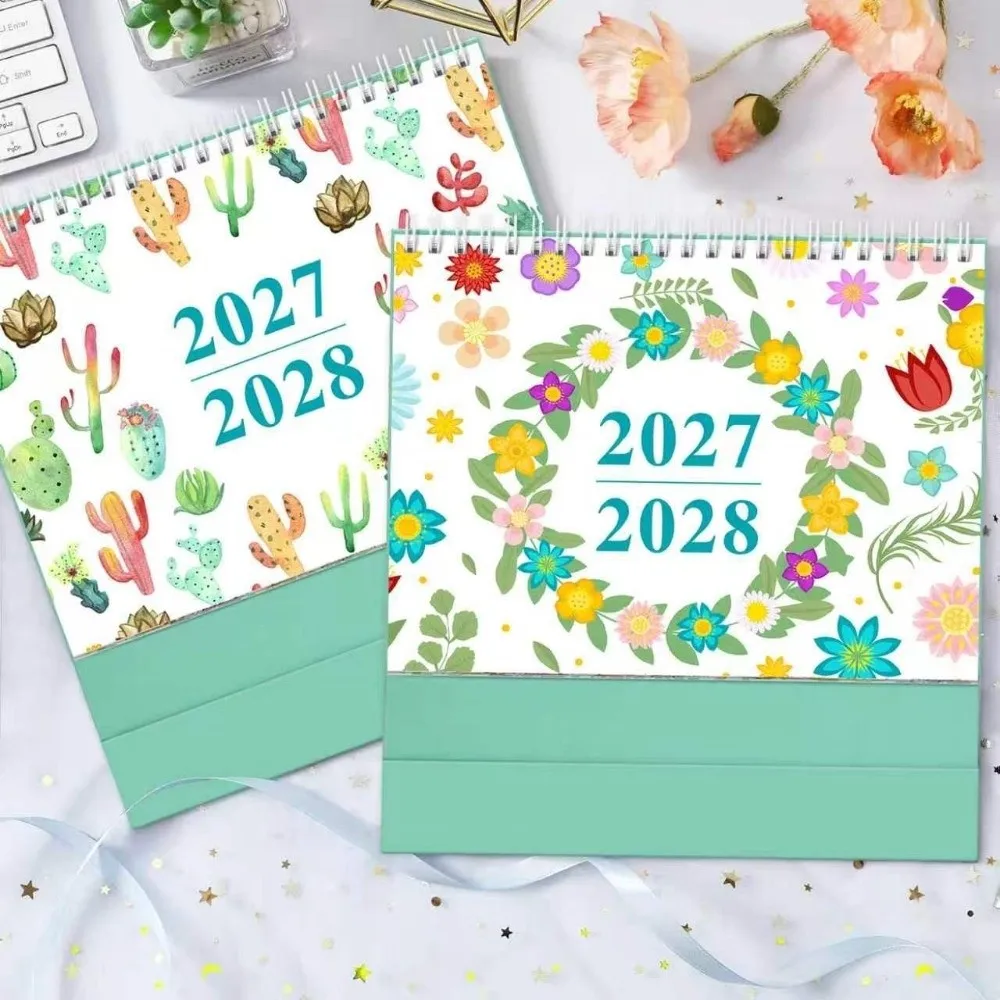 New Plant Desk Calendar January 2027-June 2028 Small 2027 Desktop Planner Standing Flip Office Supplies Monthly Agenda Calendar