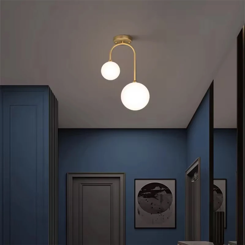 Modern Glass Ceiling Lamp Gold For Bedroom Living Room Hallway Balcony Entryway Cloakroom Indoor Home Decoration LED Lighting