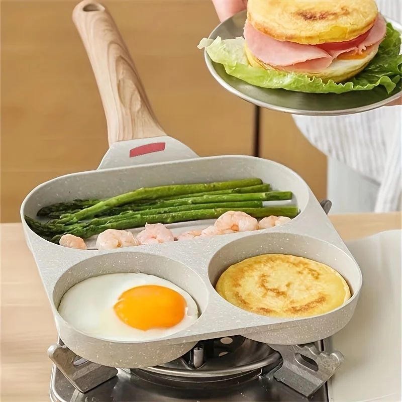 3/4Hole Non Stick Frying Pan Breakfast Burger Egg Pancake Grill Pans handheld Griddles Steak Pot Kitchen Cooking Tool Non-Lid