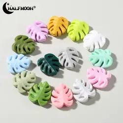 10Pc 20x23mm Food Grade Silicone Beads Cartoon Leaf Shape Teether Beads For Jewelry Making DIY Necklace Pacifier Chain Accessory