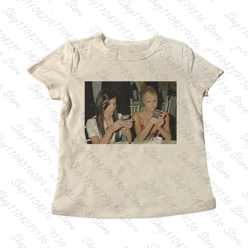 2000s Punk Women Short Sleeve Slim Vintage Graphic Baby Tees Sexy Streetwear Emo Girls Y2k Style Crop Tops Spider Graphic Tees