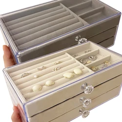 Hard Velvet Stackable Multiple Shapes Tray Case Jewelry Display Storage Box Portable Ring Earrings Holder Necklace Organizer Box