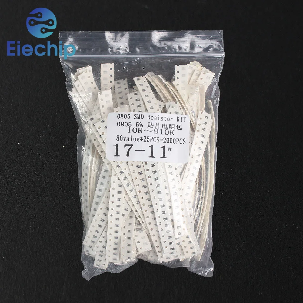 2000PCS 0805 1206 New Chip Resistance Assorted Set,80 Values SMD Resistor Kit 10 Ohm ~ 910K 5% Resistor 10 ohm 100 ohm 1K 10K