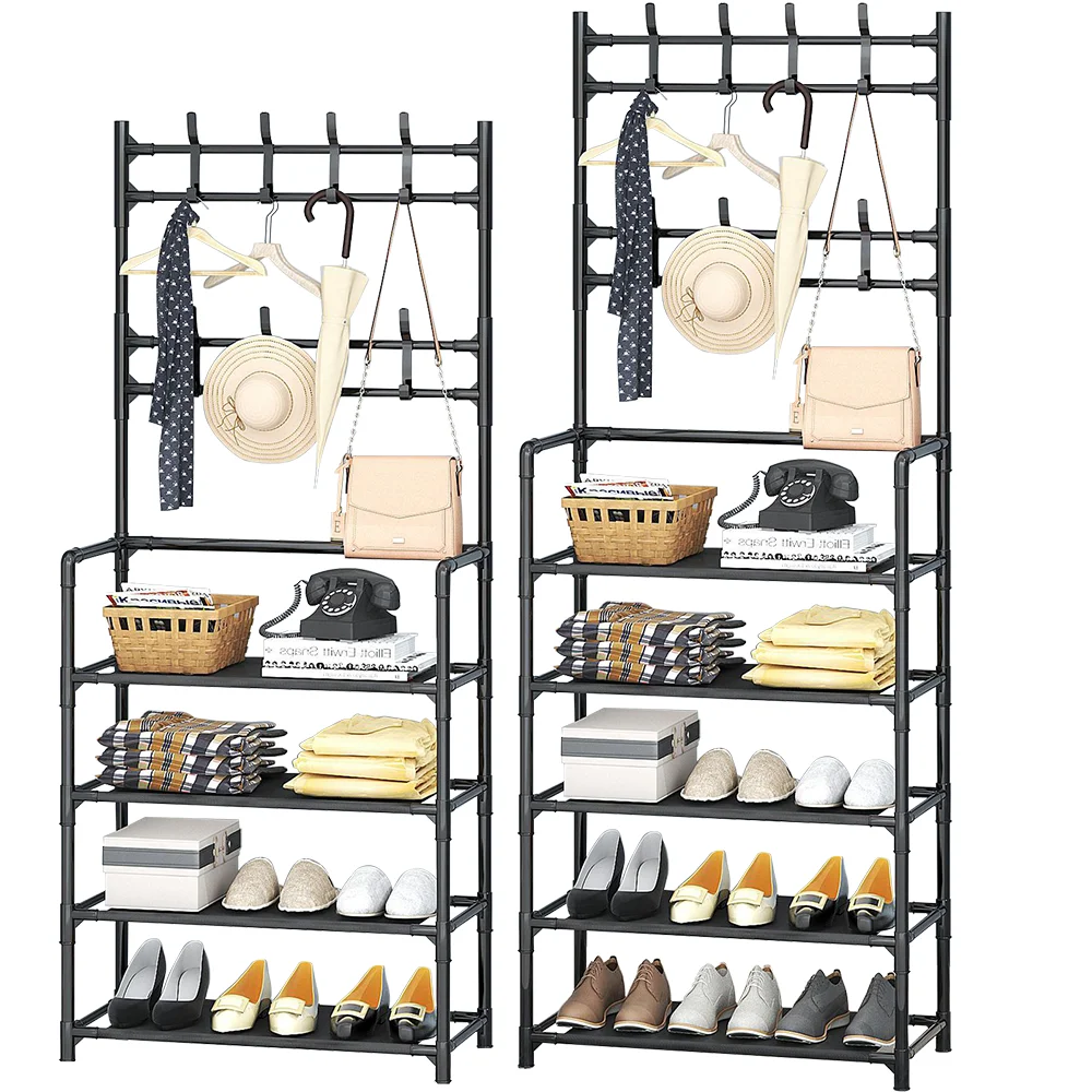 4-stufiger/5-stufiger Kleiderbügel, Schuhregal, Tür, DIY, Hut- und Schuhregal, bodenstehend, Wohnzimmer-Organizer, Aufbewahrungsregale