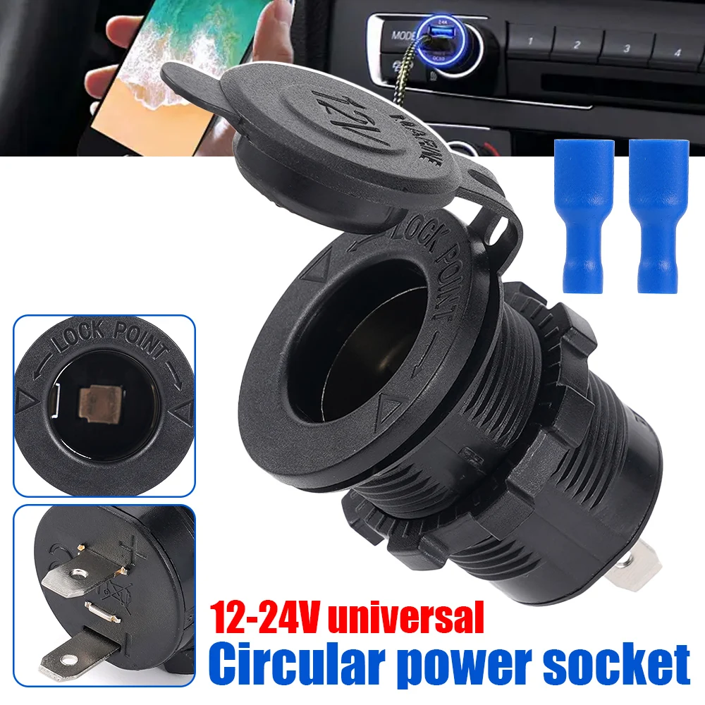 

12V24V Car Cigarette Lighter Socket For Marine Motorcycle ATV RV Lighter Socket Power Outlet Socket Receptacle Waterproof Plug