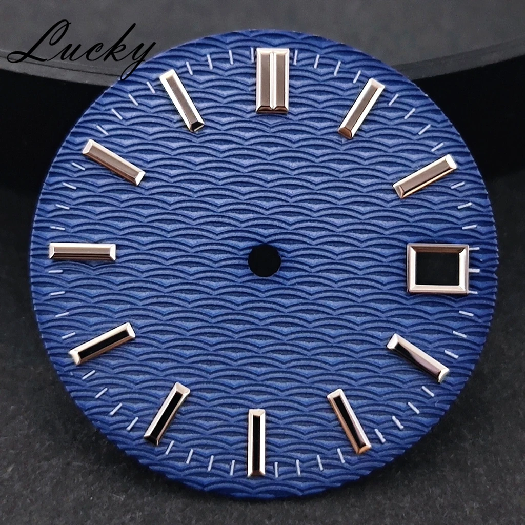 28,5mm Blau Rosa Grün Schwarz Weiß Himmelblau Uhrenzifferblatt Wellenförmige Strukturierte Oberfläche Uhrenzifferblätter Uhrenzubehör Passend für NH35 Uhrwerk