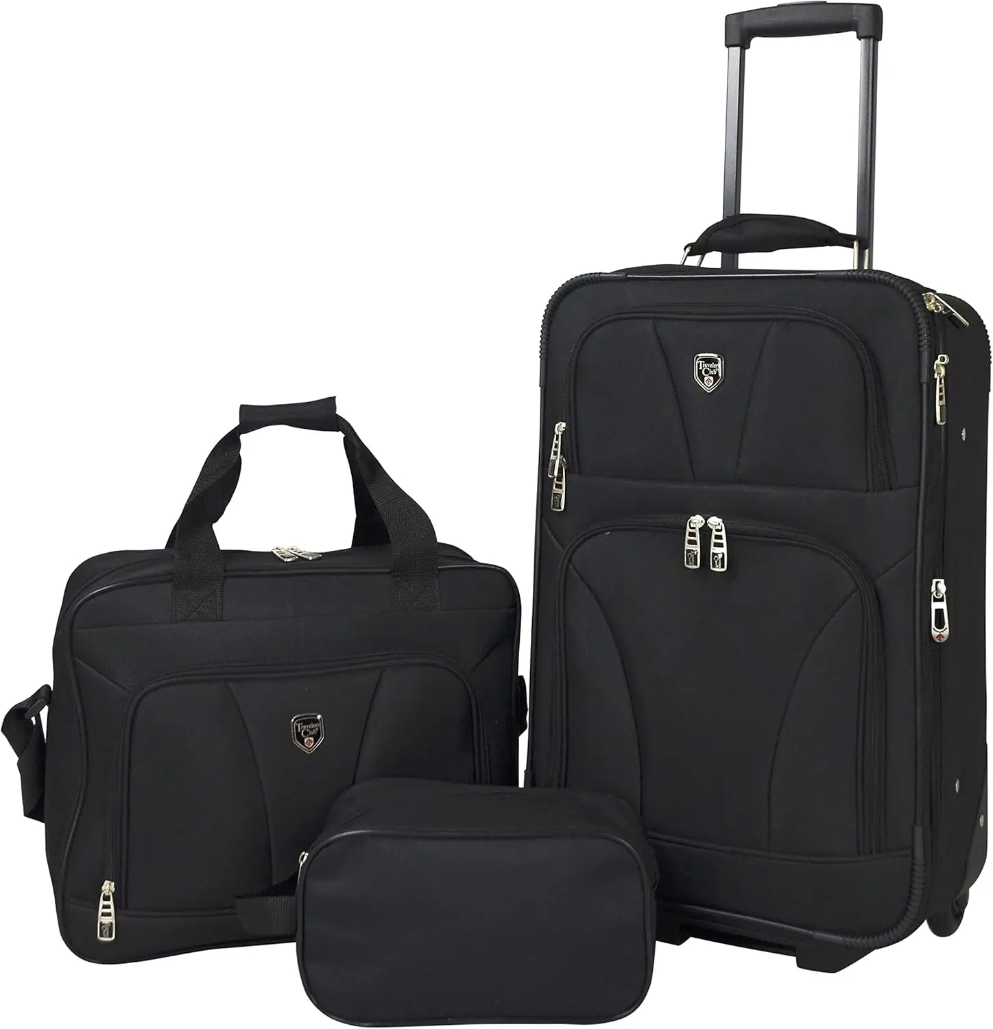 

3-Piece Black Carry-On Luggage Set for Travelers, Lightweight and Durable