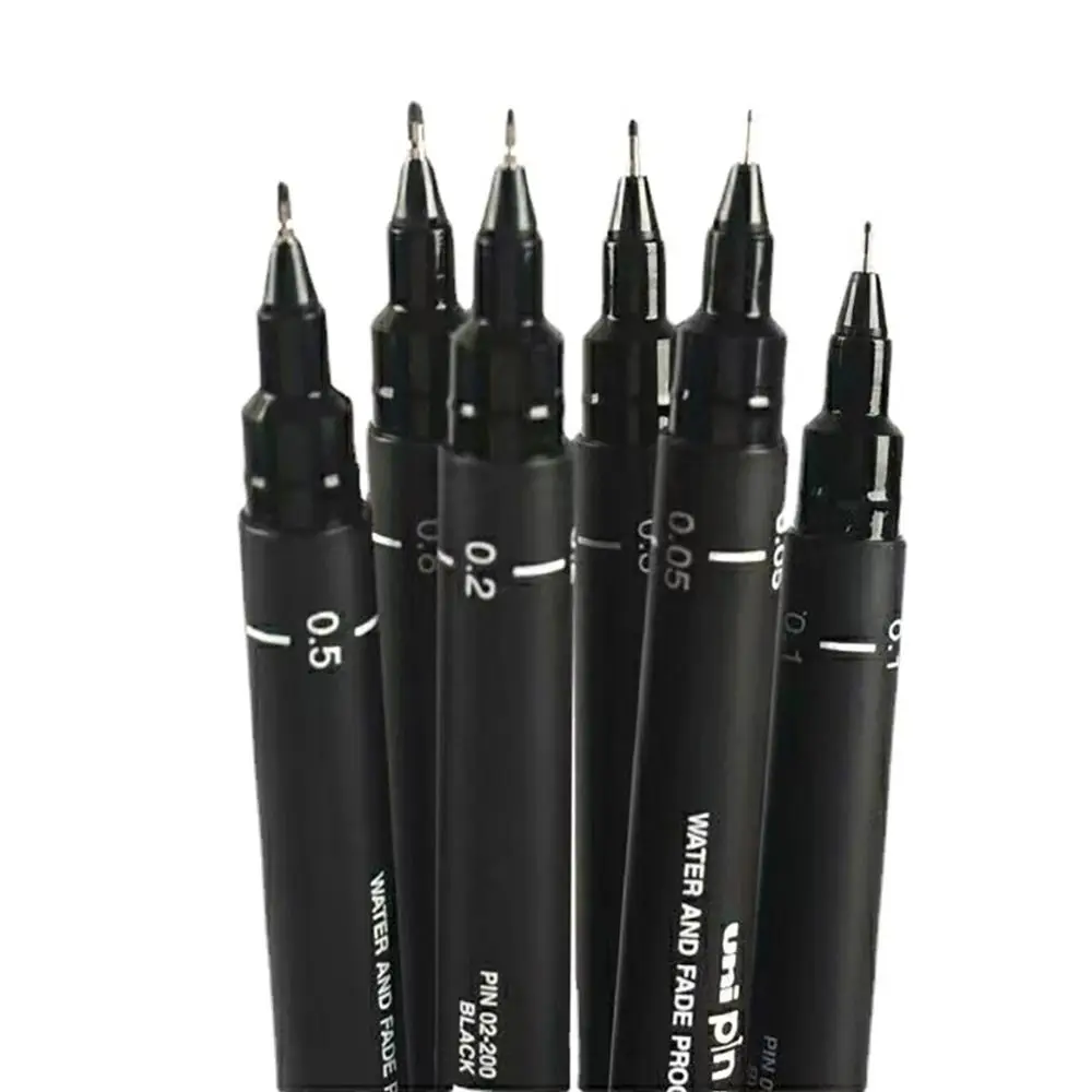 6 teile/los ultra feine Linie Pin Zeichenstift 005 01 02 03 05 08 Mikron Pigment Fin eliner schwarze Tinte Büro Schule Set Kunst Marker