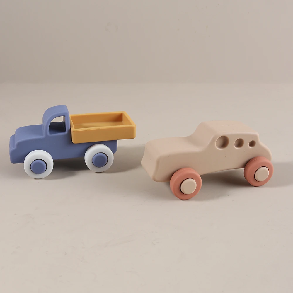 

Портативное силиконовое прорезыватель-кольцо, милая игрушка-прорезыватель в форме автомобиля для малышей, успокаивающая дугу зубов, мягкая погремушка без БФА