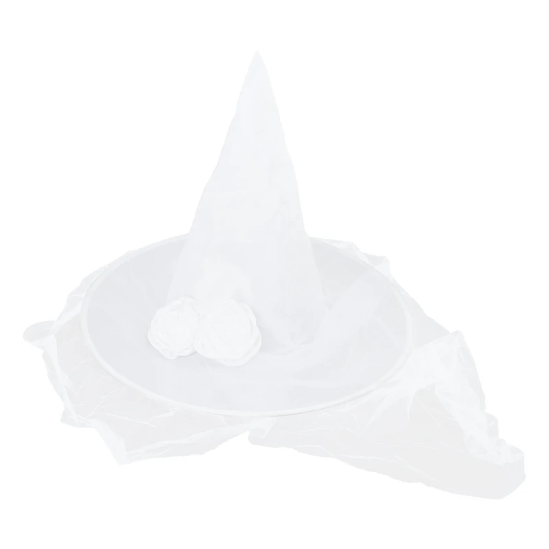 Funny White Witch Hat with Veil Bride Halloween Dress Up Party Costume