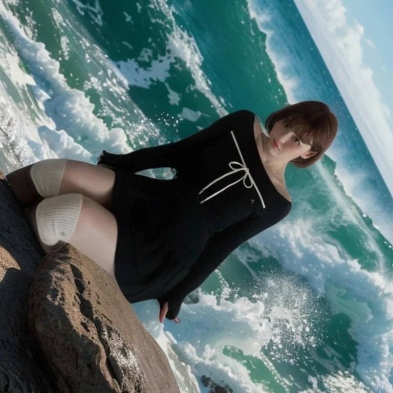 

Japanese Style Fashion Sweet Knitted Sets Ruffled Tie Long Sleeve Sweater Top and High Waist Slim Shorts Two-Piece Set for Women